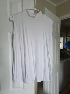 Sleeveless White Mock Neck Women’s Top